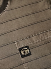 Superdry Green Oversized Textured Stripe Pocket 100% Cotton T-Shirt - Image 6 of 6