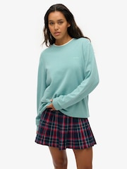 Superdry Blue Oversized Classic Essential 100% Cotton Sweatshirt - Image 1 of 3