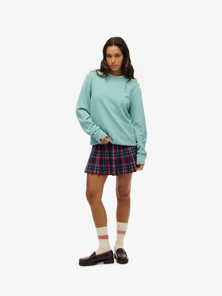 Superdry Blue Oversized Classic Essential 100% Cotton Sweatshirt - Image 2 of 3