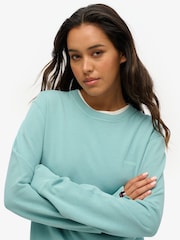 Superdry Blue Oversized Classic Essential 100% Cotton Sweatshirt - Image 3 of 3