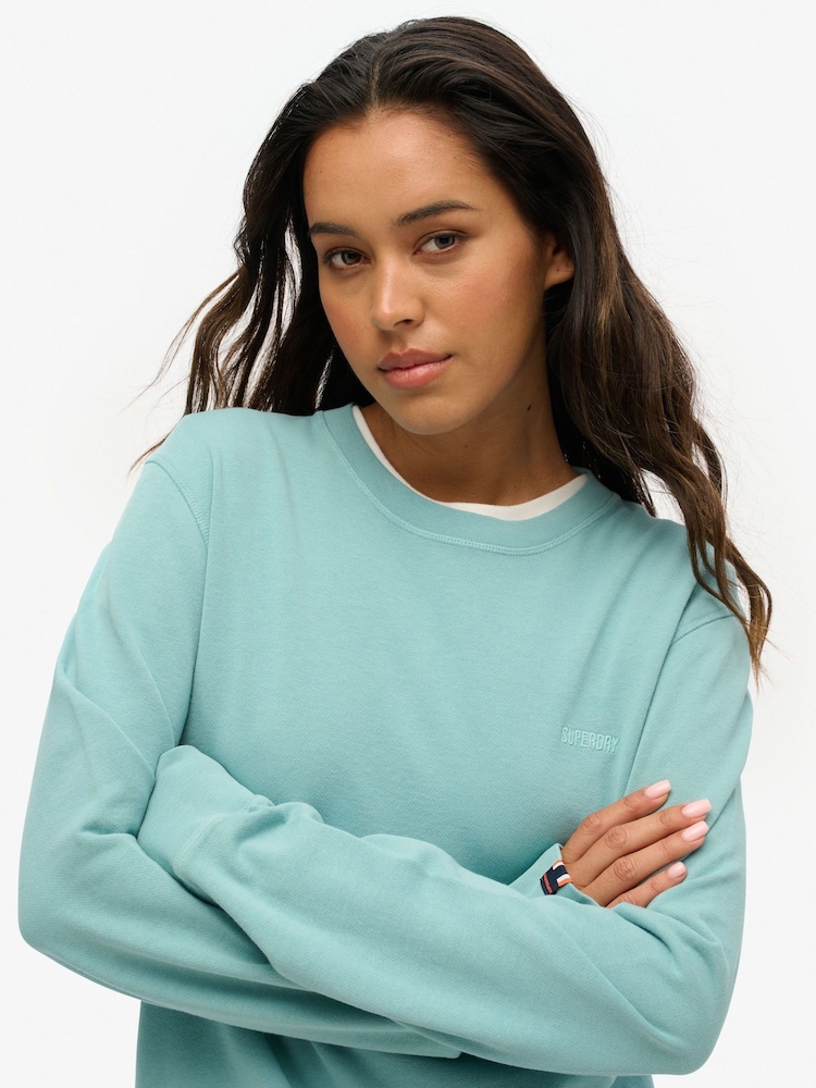 Superdry Blue Oversized Classic Essential 100% Cotton Sweatshirt - Image 3 of 3