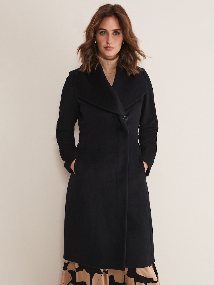 Phase Eight Black Nicci Belted Wool Coat - Image 2 of 6