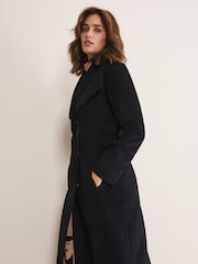 Phase Eight Black Nicci Belted Wool Coat - Image 4 of 6