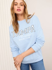 Friends Like These Blue Long Sleeve Slogan Graphic Sweatshirt - Image 1 of 4
