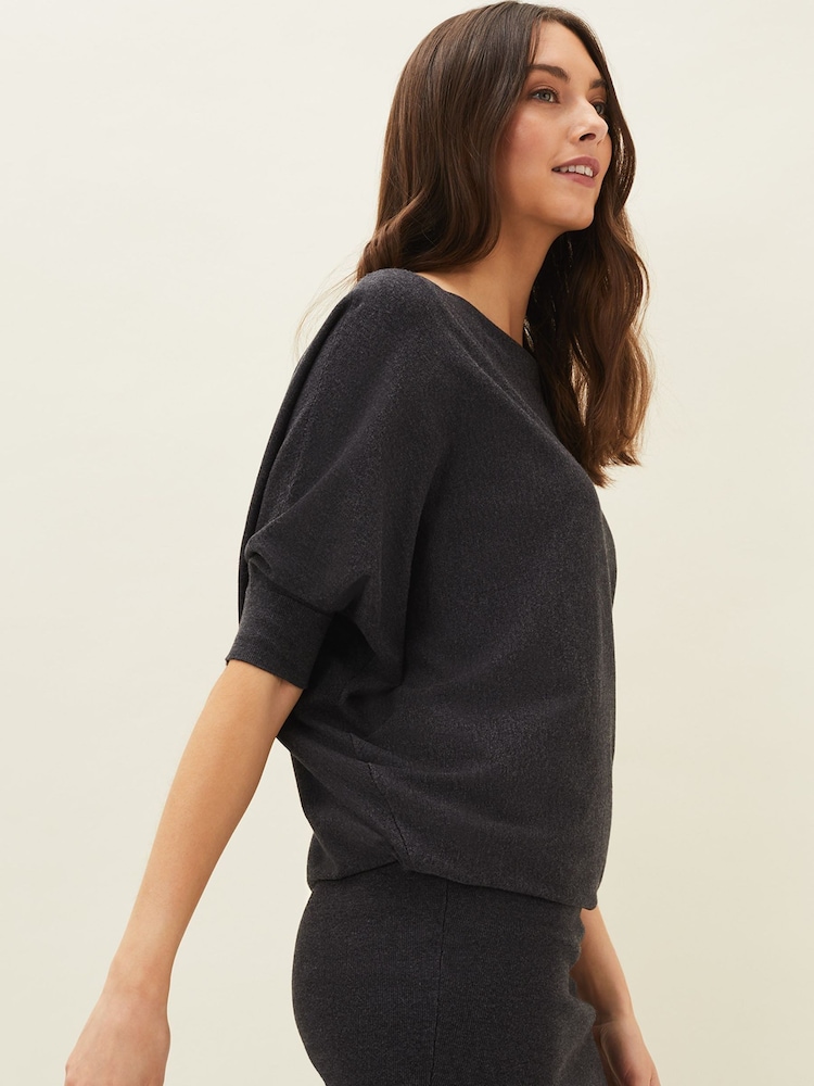 Phase Eight Grey Becca Batwing Knitted Dress - Image 4 of 6
