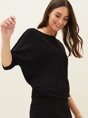 Phase Eight Dark Black Becca Batwing Knitted Dress - Image 4 of 6