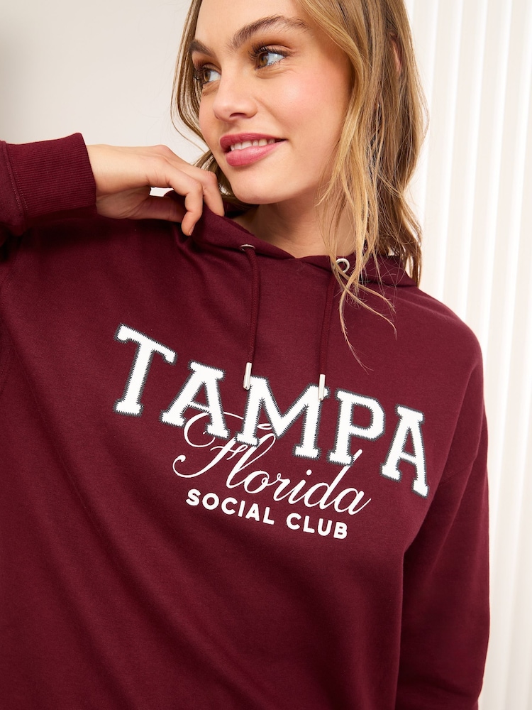 Friends Like These Burgundy Red Long Sleeve Slogan Graphic Hoodie - Image 1 of 4