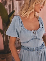 Friends Like These Mid Blue Millie Mackintosh Boho Maxi Dress - Image 2 of 5