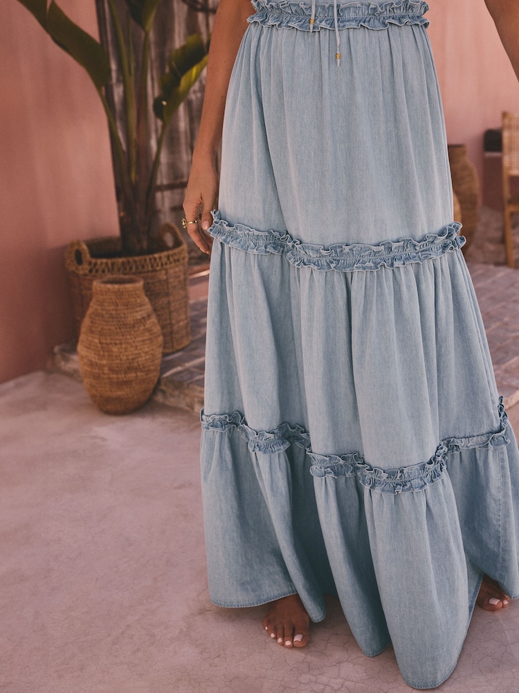 Friends Like These Mid Blue Millie Mackintosh Boho Maxi Dress - Image 5 of 5