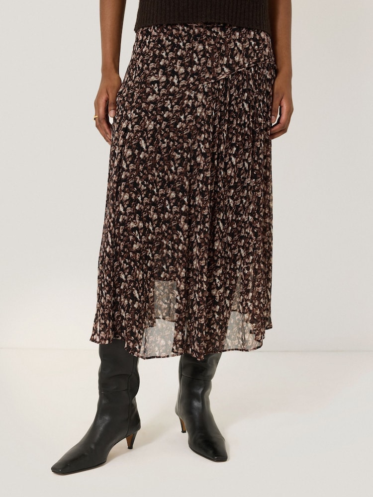Jigsaw Brown Leopard Midi Abstract Skirt - Image 1 of 7