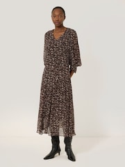 Jigsaw Brown Leopard Midi Abstract Skirt - Image 2 of 7