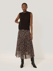 Jigsaw Brown Leopard Midi Abstract Skirt - Image 3 of 7