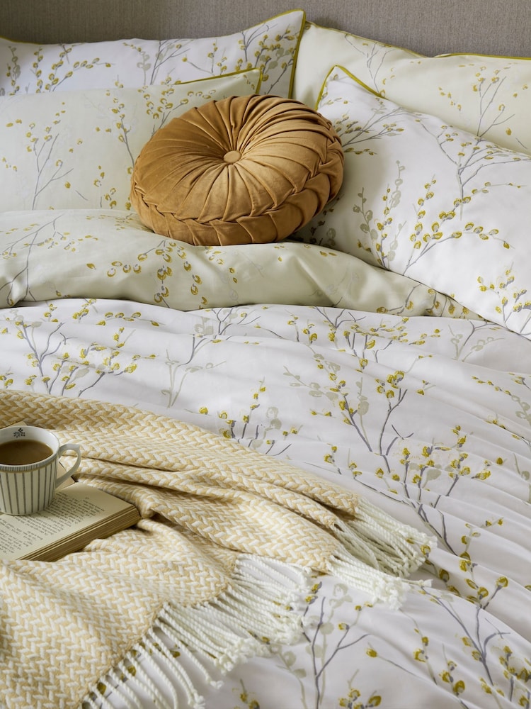 Laura Ashley Set of 2 Ochre 100% Cotton Pussy Willow Pillowcases - Image 2 of 4
