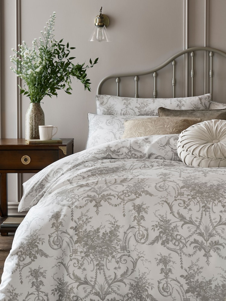 Laura Ashley Set of 2 Dark Dove Grey 100% Cotton Tuileries Pillowcases - Image 1 of 3