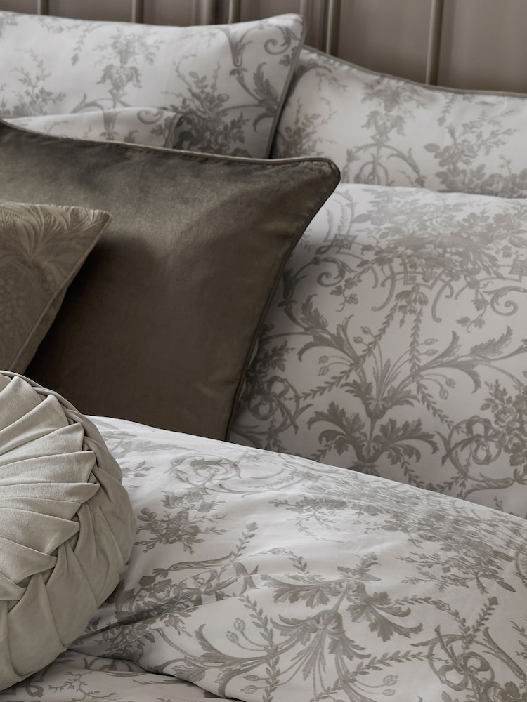 Laura Ashley Set of 2 Dark Dove Grey 100% Cotton Tuileries Pillowcases - Image 2 of 3