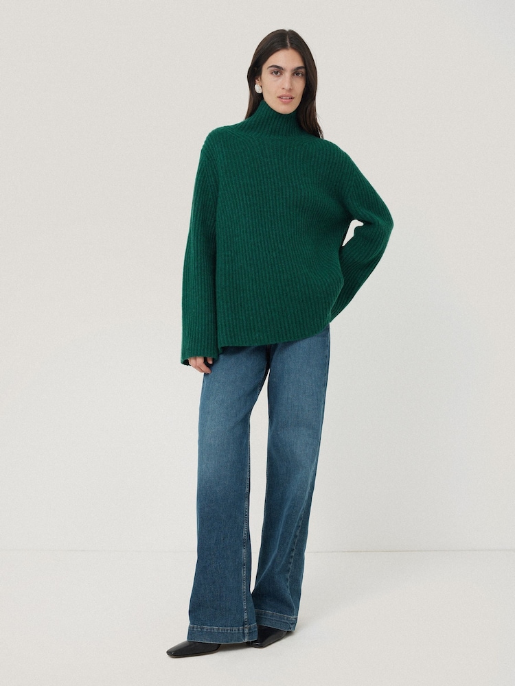 Jigsaw Green Faroe Fishermans Rib Jumper - Image 1 of 6