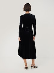 Jigsaw Black Velvet Ruched Dress - Image 2 of 6