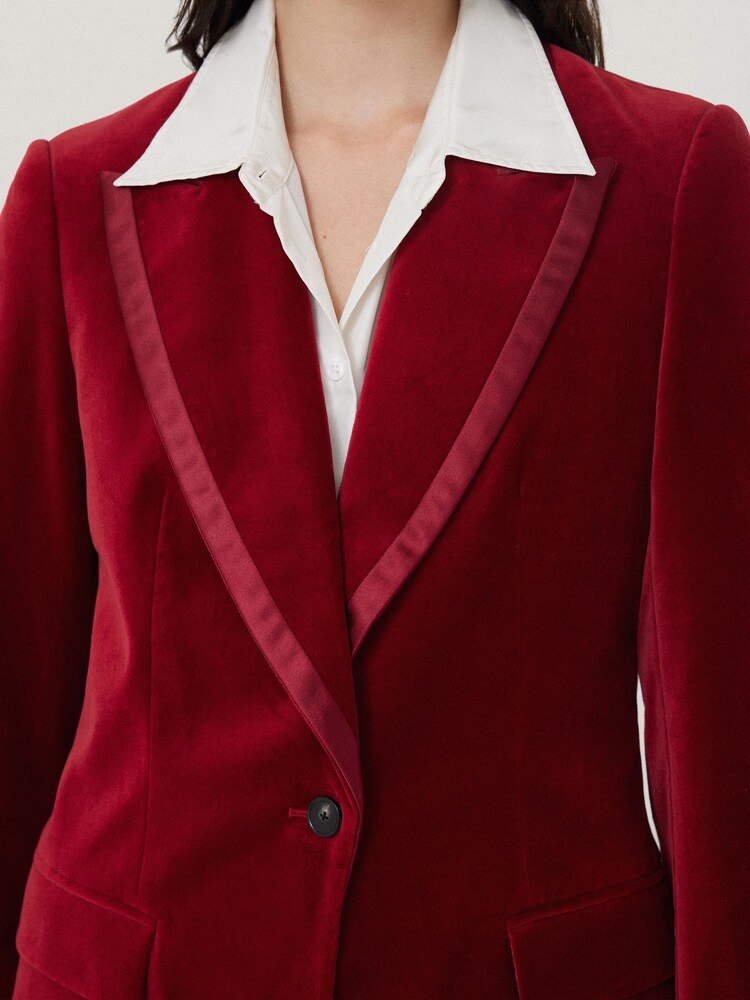 Jigsaw Red Ashby Velvet Blazer - Image 2 of 6