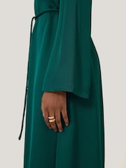 Jigsaw Green Satin Back Boat Neck Dress - Image 4 of 6