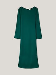 Jigsaw Green Satin Back Boat Neck Dress - Image 6 of 6