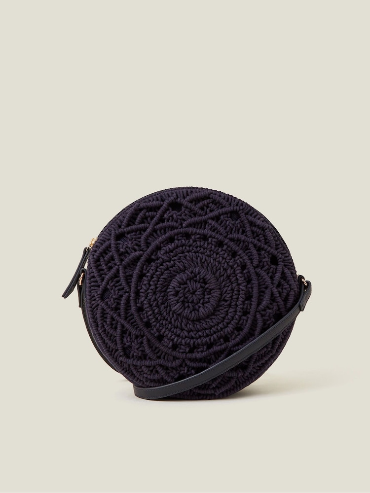 Accessorize Blue Macrame Circle Cross-Body Bag - Image 2 of 3