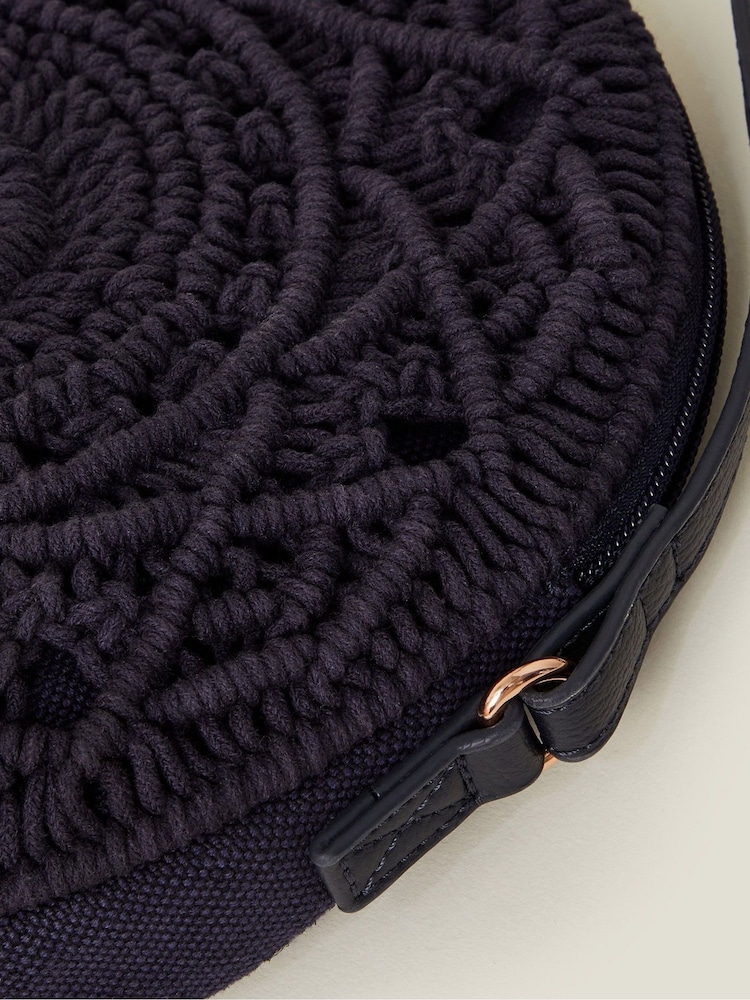 Accessorize Blue Macrame Circle Cross-Body Bag - Image 3 of 3