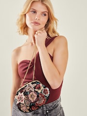 Accessorize Black 3D Floral Winter Clutch Bag - Image 1 of 3