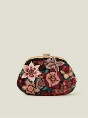 Accessorize Black 3D Floral Winter Clutch Bag - Image 2 of 3