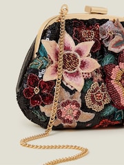 Accessorize Black 3D Floral Winter Clutch Bag - Image 3 of 3