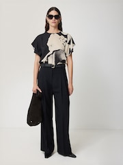 Jigsaw Natural Mono Collage Draped Top - Image 2 of 5