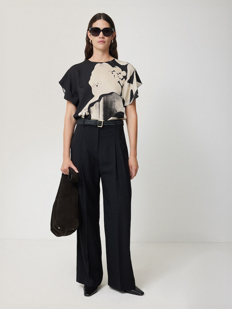 Jigsaw Natural Mono Collage Draped Top - Image 2 of 5