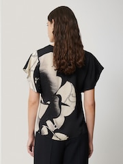 Jigsaw Natural Mono Collage Draped Top - Image 3 of 5