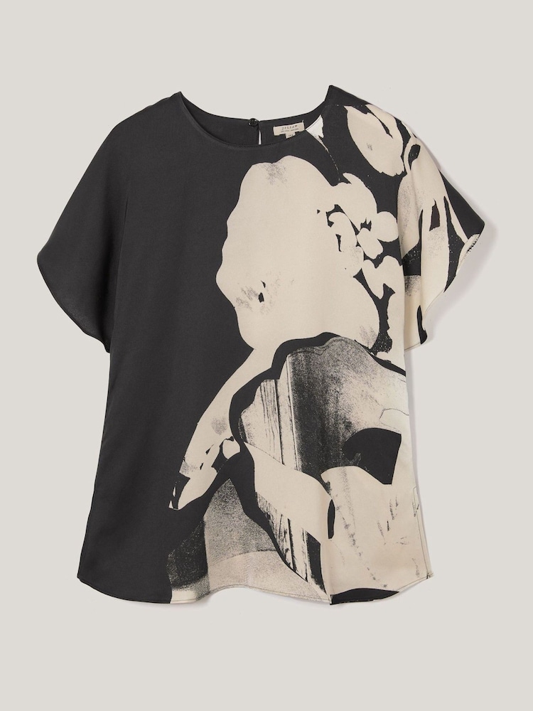 Jigsaw Natural Mono Collage Draped Top - Image 5 of 5