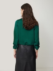 Jigsaw Green Recycled Satin Drape Wrap Top - Image 5 of 7