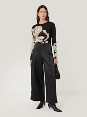 Jigsaw Black Collage Print Long Sleeve 100% Cotton Top - Image 3 of 7