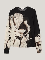 Jigsaw Black Collage Print Long Sleeve 100% Cotton Top - Image 7 of 7