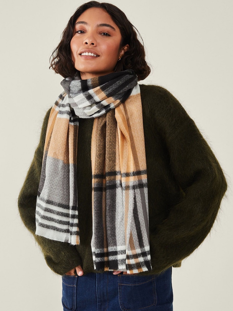 Accessorize Black Check Blanket Scarf - Image 3 of 3