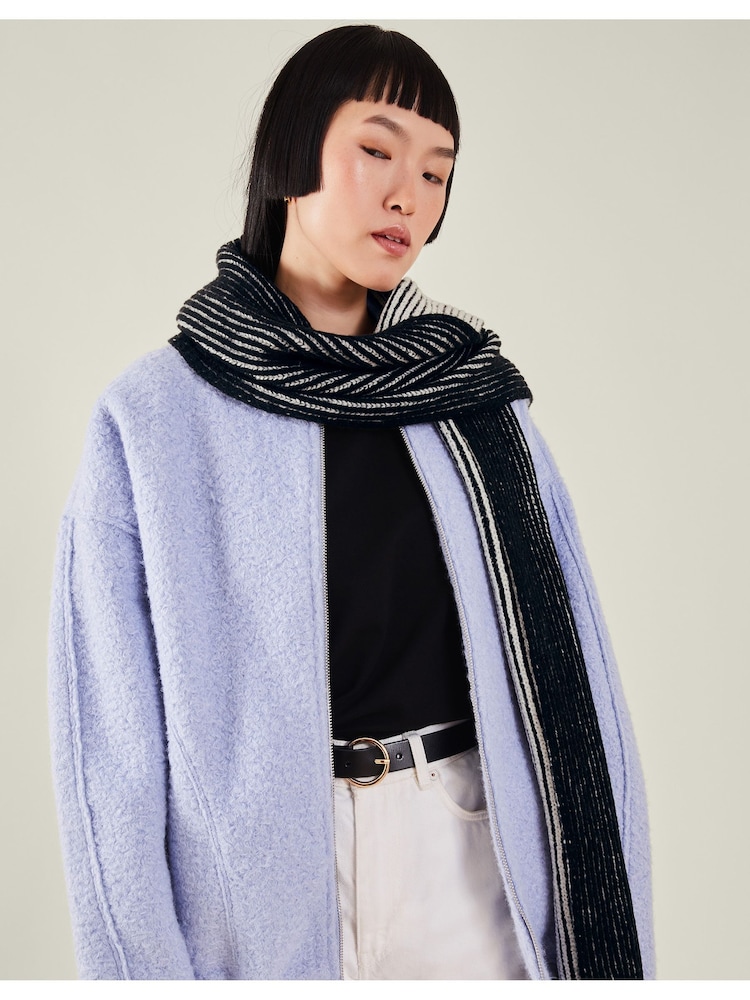 Accessorize Kontrastna pletenina Rib Knit šal; ruta - Slika 1 iz 3