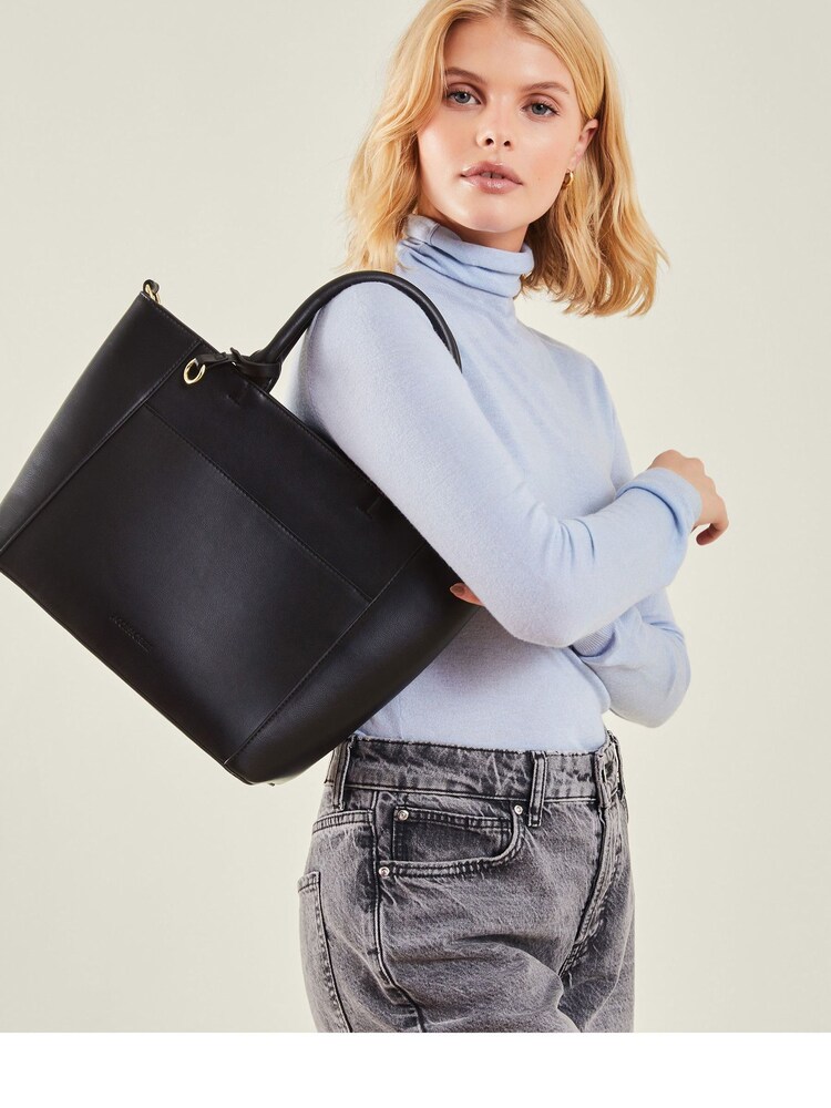 Accessorize Black Monica Faux Leather Handbag - Image 1 of 5