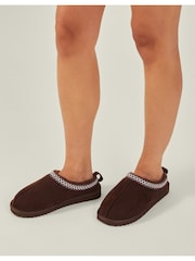 Accessorize Embroidered Chocolate Suedette Mule Slippers - Изображение 1 из 4