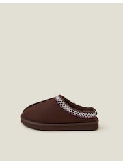 Accessorize Embroidered Chocolate Suedette Mule Slippers - Изображение 2 из 4