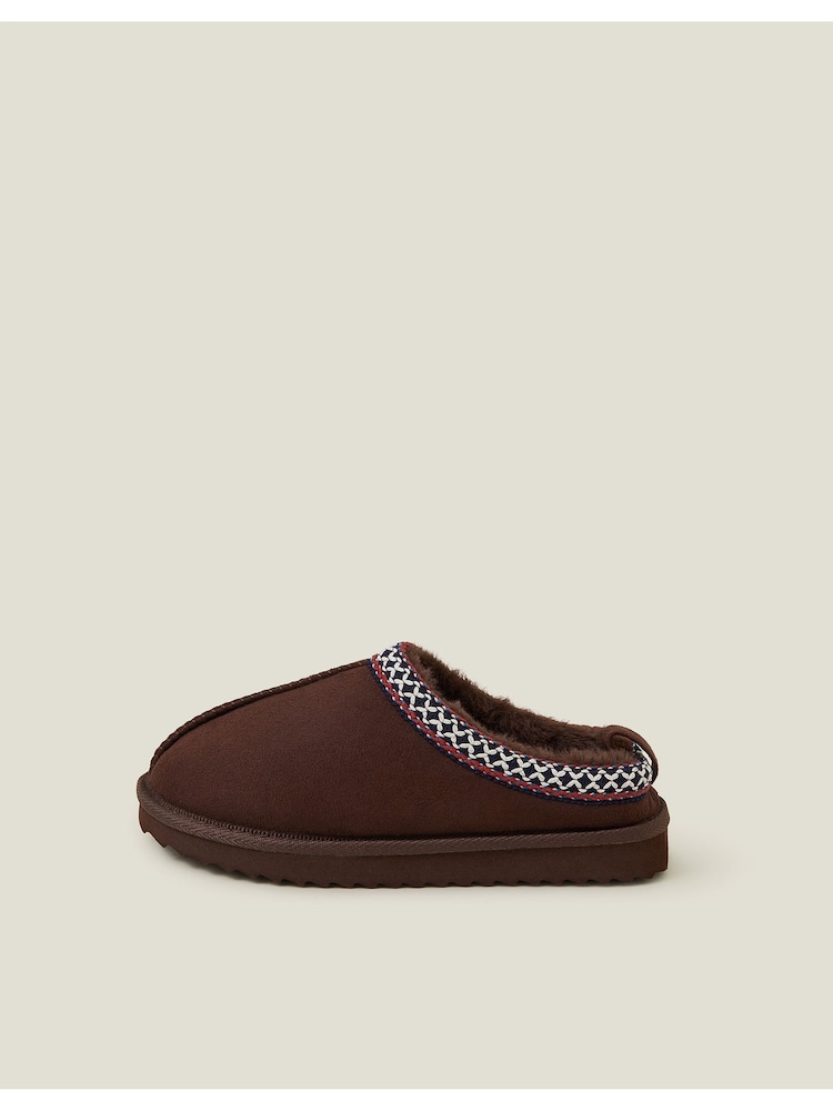 Accessorize Brown Embroidered Chocolate Suedette Mule Slippers - Image 2 of 4 Accessorize Brown Embroidered Chocolate Suedette Mule Slippers - Image 2 of 4