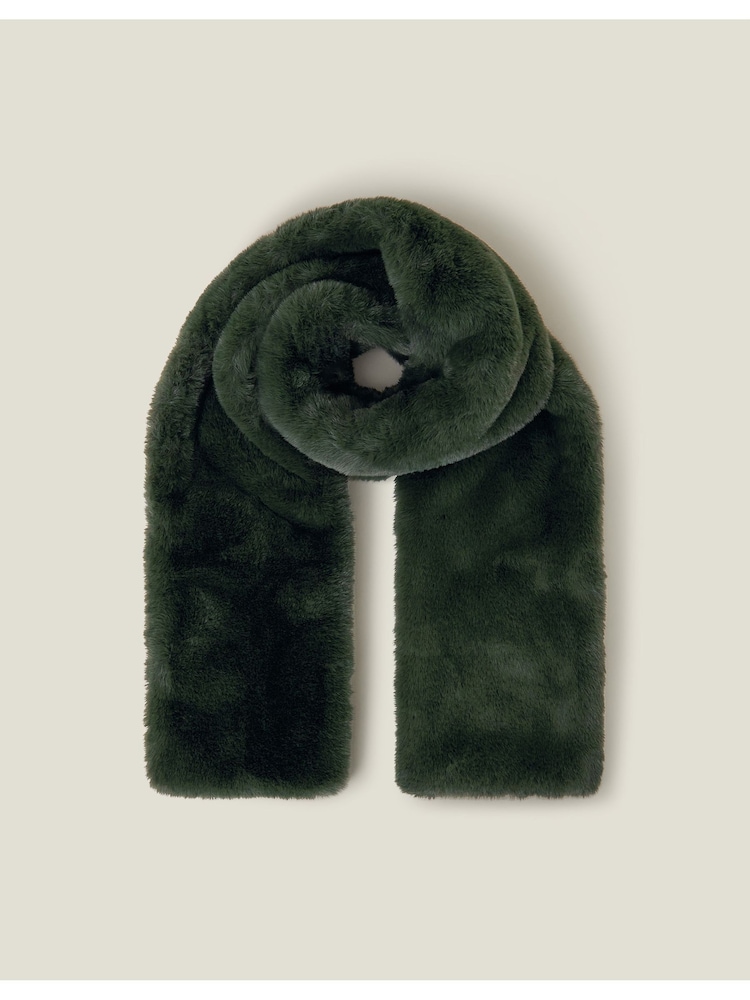 Accessorize Green Faux Fur Stole Winter Scarf - Image 2 of 3