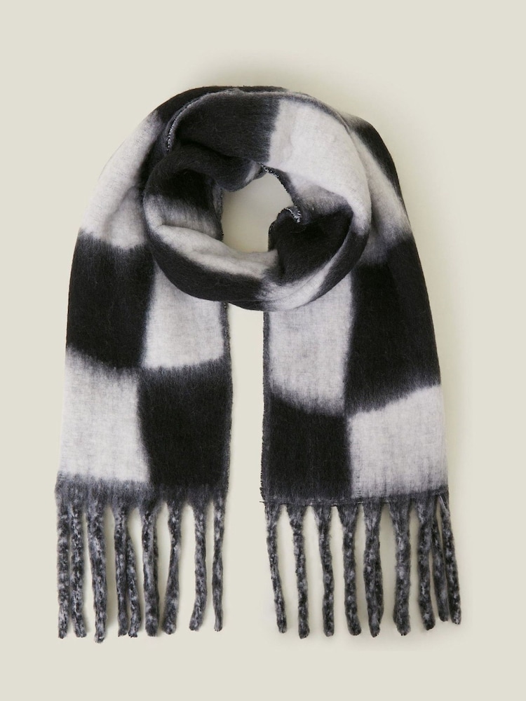Accessorize Black Super Soft Checkerboard Blanket Scarf - Image 2 of 3