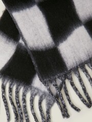 Accessorize Black Super Soft Checkerboard Blanket Scarf - Image 3 of 3