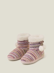 Accessorize Stripe Knit Slipper Boots - Image 1 of 2
