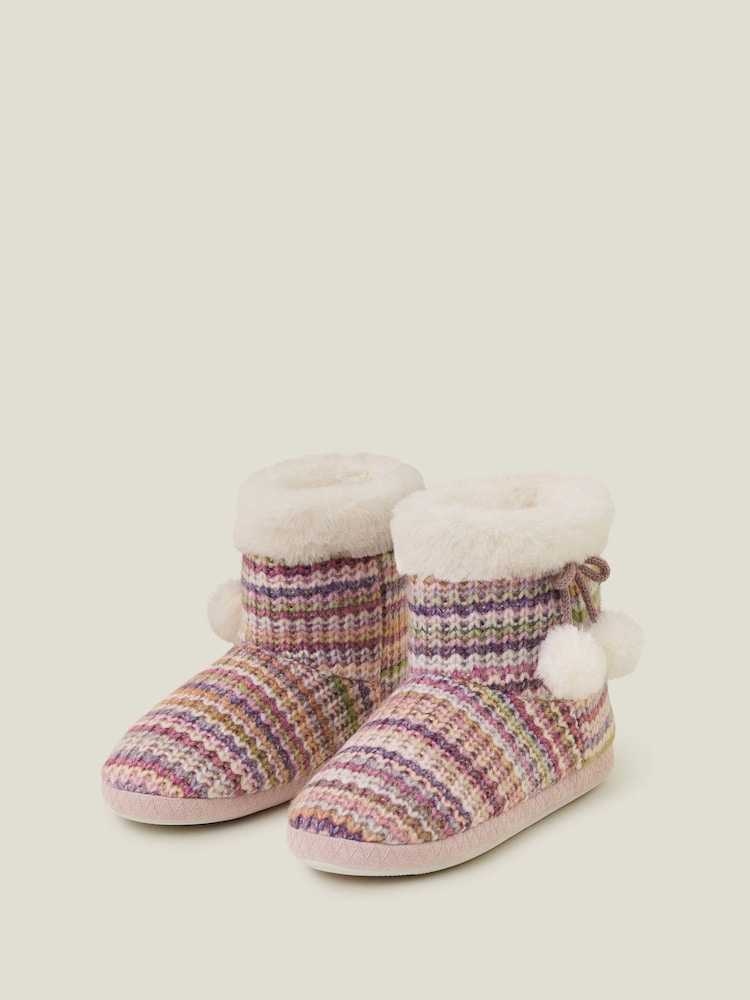 Accessorize Stripe Knit Slipper Boots - Image 1 of 2