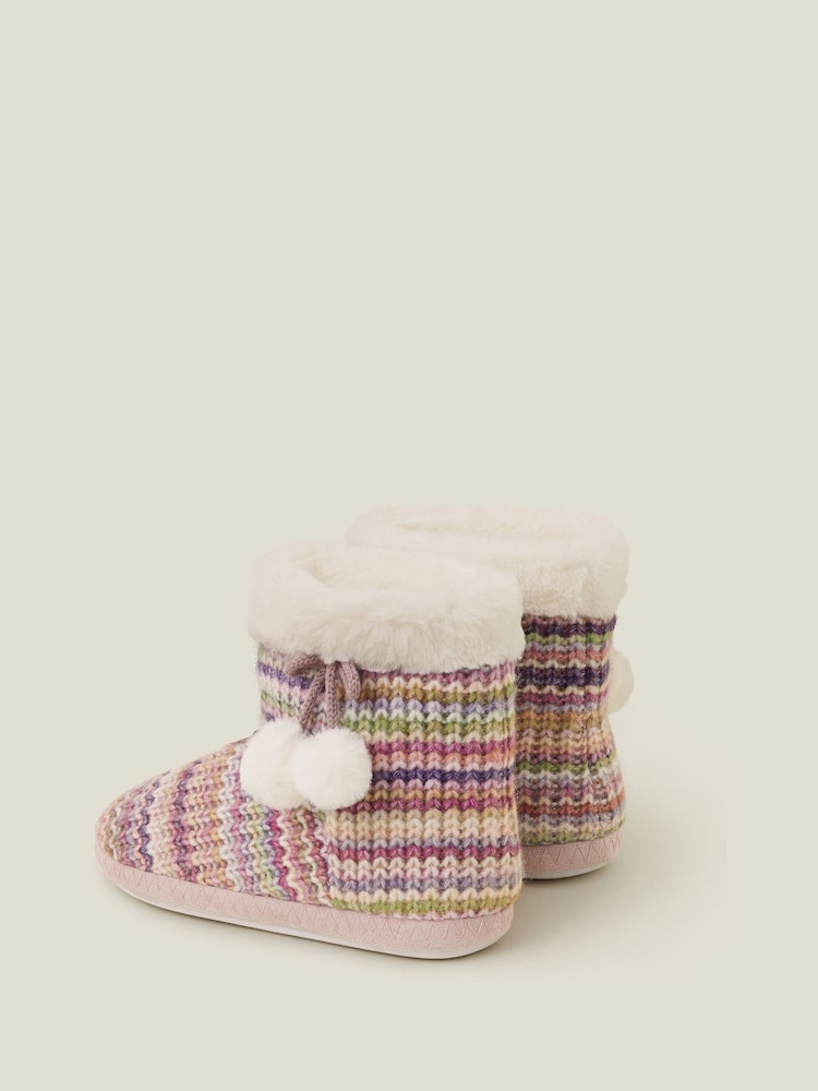Accessorize Stripe Knit Slipper Boots - Image 2 of 2