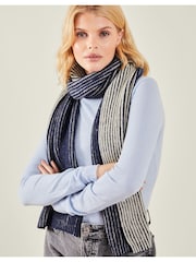 Accessorize Blue Contrast Rib Knit Scarf - Image 1 of 4