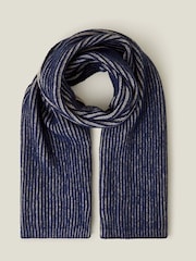 Accessorize Blue Contrast Rib Knit Scarf - Image 2 of 4